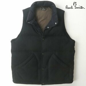 美品 PS PAUL SMITH ポールスミス 203317 フラノウール コーデュロイ使用 ダウンベスト 黒 ブラック L メンズ 【相場価格￥65,300-】