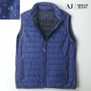 極美品 ジョルジオアルマーニ ARMANI JEANS ナイロンタフタ ライトダウンベスト 青紫 50 JP：XL メンズ【相場価格￥34,100-】