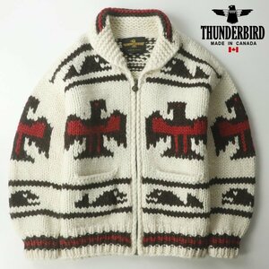 美品 カナダ製 THUNDERBIRD サンダーバード カウチンセーター ニットブルゾン JP:M-L ジャケット カーディガン【相場価格￥40,000-】-