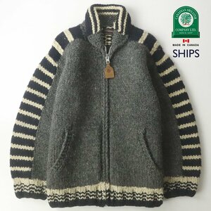 【コラボ！】美品 カナダ製 CANADIAN SWEATER カナディアンセーター SHIPS別注 カウチンニット ブルゾン JP:M【相場価格￥37,400-】