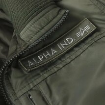 美品 ALPHA INDUSTRIES アルファー サーモライト中綿 ナイロンツイル フード フライトジャケット カーキ L【相場価格￥19,980- 】_画像5