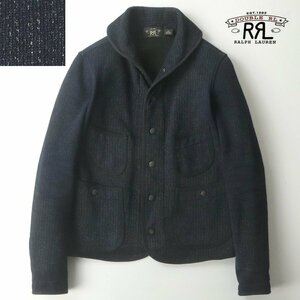 美品 RRL DOUBLE RL ラルフローレン INDIGO SHAWL COLLAR BEACH JACKET ショールカラー ビーチジャケット インディゴ ごま塩 XS JP:S