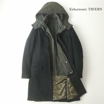 美品 Enharmonic TAVERN エンハーモニック タヴァーン 中綿リバーシブルライナー付き チェスターコート ネイビー 紺 44 JP:S_画像1