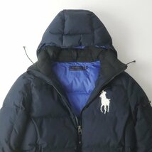 美品 POLO RALPH LAUREN ポロラルフローレン リップストップ生地 ダウンジャケット パーカ ネイビー 紺 S【相場価格￥68,200-】_画像2