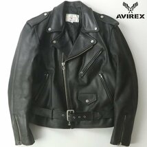 【風合い抜群！】美品 AVIREX アヴィレックス 牛革 オールレザー ダブルライダースジャケット 黒 L 裏キルティング【参考価格￥53,800-】_画像1