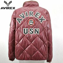 相場価格￥25,000- 美品 AVIREX アヴィレックス 6132084 USN ワッペン付 撥水シェル 中綿入り キルティングジャケット バーガンディ M_画像1