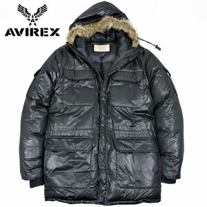 美品 上野商会 AVIREX アヴィレックス 6172099 ファー付き N-3B ダブルジップ アクティック ダウンパーカ 黒 ブラック M フライト