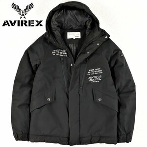 相場価格￥21,700- 極美品 上野商会 AVIREX アヴィレックス 6172132 アクティブ ミリタリー フードジャケット 中綿入り ブラック 黒 M