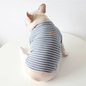 Lサイズ◆【残り数枚】犬服 中型犬用 ボーダー柄 タンクトップ フレブル 新作 トップス 新品 ドッグウェア 秋 冬 ペットグッズ 犬用品