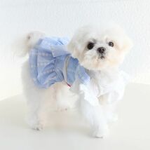 ベージュXLサイズ◆【残り数枚】犬服 ワンピース 新作 チェック柄 ティアード 新品 りぼん ペット ペット用品 ドッグウェア Dカン付き_画像8