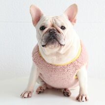 ピンクLサイズ◆【残り数枚】犬服 中型犬用 ドッグウェア 無地 ベスト 前開き アウター ボア 防寒着 フレンチブルドッグ 新作 新品 秋冬_画像2