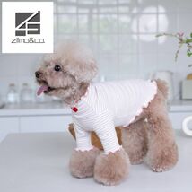 ピンクXLサイズ◆【残り数枚】犬服 メロー メロウ 通年 ハート刺繍 インナー ドッグ アウター ボーダー柄 新作 新品 セーター 春 秋 冬_画像4