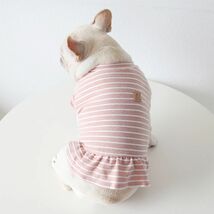 ピンクXXLサイズ◆【残り数枚】犬服 中型犬用 ドッグウェア ボーダー柄 ワンピース ペット用品 フレンチブルドッグ 新品 秋 冬 犬用品_画像3