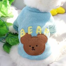 青色Mサイズ◆【残り数枚】犬服 くまさん 熊さん ベア BEAR Tシャツ カットソー シャツ ドッグウェア ペットグッズ 新作 犬用品 新品_画像4