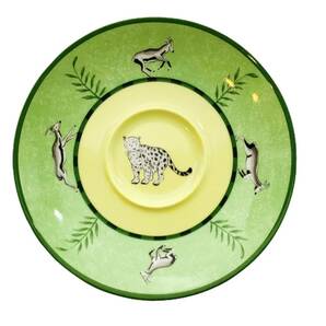 HERMES エルメス AFRiCA アフリカ グリーン カップ&ソーサー ４客 プレート 皿 ４枚 セット 食器の画像9