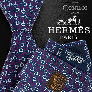 1円 極美品 HERMES エルメス 現行 ネクタイ ホースビット 馬車 刺繍 シルク 赤色 赤系 レッド 紳士服 スーツ メンズ 高級 ブランド