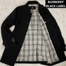 R193【極美品】バーバリーブラックレーベル ベルト ステンカラーコート ノバチェック 黒 ブラック Lサイズ BURBEERY BLACK LABEL_画像1