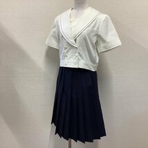 I323/Y(中古)東北方面 女子制服2点 /希少/校名不明/M/W60/夏セーラーブラウス/ダブルボタン/夏スカート/シルバー1本ライン/高校/中学/学生_画像1