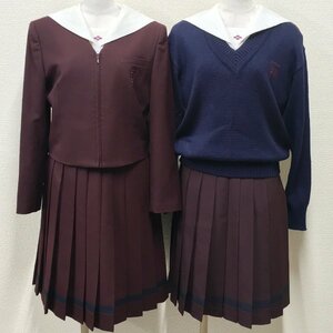 A427/G(中古/箱)群馬県 共愛学園高校 女子制服7点/7R/M/W60/ジャケット/セーター/セーラー/スカート/コート/AKIRA ONOZUKA/学生服/卒業生品