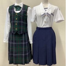 I345/Y(中古)山形県 山形城北高校 女子制服8点 /旧制服/9-54/9/M/W63-65/ブレザー/ベスト/スカート/リボン/YUKIKO HANAI/ZIPPY/夏冬/学生服_画像2