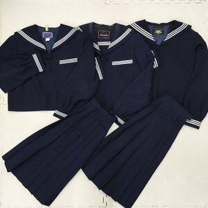 A441/(中古) 広島・兵庫方面 女子制服5点 /冬セーラー/冬スカート/11号/M/L/W60/W63/紺/中学/高校/制服/学生服/夏用/冬服/女子学生/まとめ