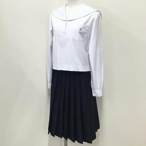 O475/(中古)兵庫県 姫路東高校 女子制服2点 /5/W62/丈59/24本/合服セーラー/スカート/長袖/白3本/Reston/白/紺/中学/高校/女子学生/学生服