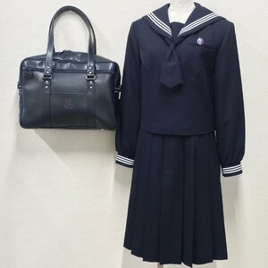 A446/S561(中古/箱)千葉県 和洋国府台女子高校 女子制服8点 /旧制服/S/MR/M63/校章/セーラー/スカート/バッグ/ローファー/靴下/短期間着用