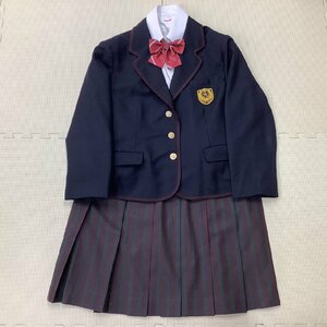 I381/Y(中古)山形県 山形城北高校 女子制服4点 /特大/大きめ/旧制服/23-57/160B/W76~82/ブレザー/スカート/リボン/Hanai Yukiko/冬/学生服