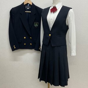 UT40(中古)栃木県 大田原市立金田北中学校 5点セット /旧制服/150/160A/W66/ブレザー/ベスト/ブラウス/スカート/リボン/冬服/制服/卒業生品