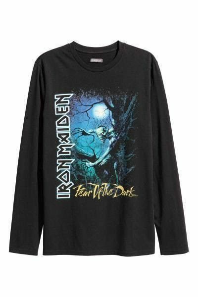 新品 H&M エイチアンドエム 長袖ロングTシャツ アイアンメイデン ブラック メンズ XS