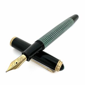 【文房具】ペリカン(Pelikan) 万年筆 スーベレーン 400 ペン先18C 750 M 中字 グリーン ストライプ ゴールド 吸入式 筆記用具 送料880円