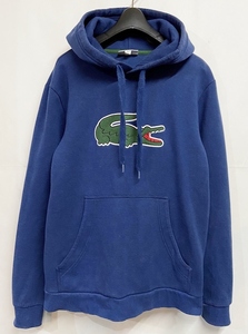 US/Mサイズ◆LACOSTE ラコステ デカワニロゴ プルオーバーパーカー ネイビーブルー スウェット