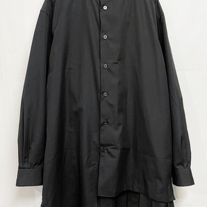 サイズ3◆S'YTE Yohji Yamamoto サイト ヨウジヤマモト Cotton Broad Cloth Pleated Long Shirt スタンドカラーロングシャツ 黒の画像1