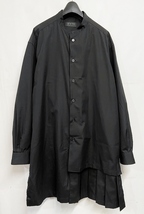 サイズ3◆S'YTE Yohji Yamamoto サイト ヨウジヤマモト Cotton Broad Cloth Pleated Long Shirt スタンドカラーロングシャツ 黒_画像1