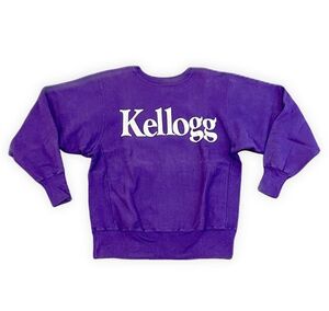 90’s 米国製 チャンピオン リバースウィーブ Champion REVERSE WEAVE ケロッグ大学 Kellogg パープル 紫 L [kn-0239]