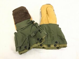 【米軍放出品】未使用品 ミトン グローブ 手袋 Sサイズ 極寒冷地用 ウール レザーミリタリー キャンプ アウトドア (80) ☆HA12FK-W#24