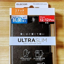 エレコム iPhone 12 /12 Pro 手帳型ケース カバー ソフトレザー ブラック マグネット ブラック 薄型 磁石付 カードポケット Qi充電対応 216_画像2