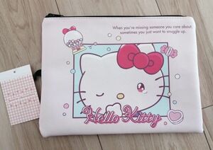 サンリオキャスターズ　ハローキティ　HELLO KITTY　 フラットポーチ　 ファスナーポーチ　 小物入れ　化粧