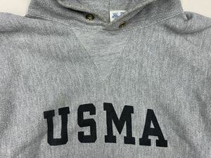 80S チャンピオン トリコタグ USMA アメリカ陸軍士官学校 染み込みプリント 前Vガゼットリバースウィーブスエットパーカー ビンテージ