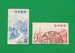 .. Tama national park /2 kind completion goods /1955 year / no. 1 next national park /. seal stamp collection /NH/ beautiful goods / seal . clarity / commemorative stamp / used / national park / Showa era stamp /No.159