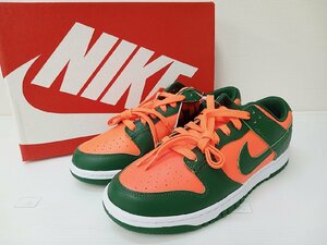 [16A-61-057-1] ◎未使用品 NIKE DUNK LOW ナイキ ダンク ロー マイアミ ハリケーンズ DD1391-300 グリーン オレンジ 27.5cm 黒タグ付き