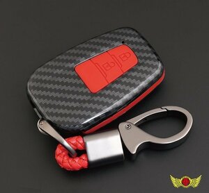  Toyota car carbon style smart key case C-HR 2 button type TYPE5 key holder attaching red / storage present [ mail service postage 200 jpy ]