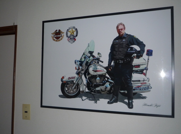 新品 Harley-Davidson flhpl Police 2002 手描き完成作品の印刷 大型ポスター A1 594mm×841mm ハーレーダビッドソン バイク アメリカン 