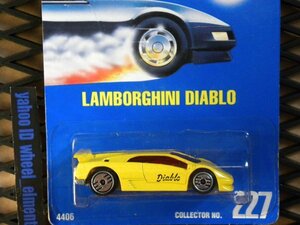 即決☆☆#227 LAMBORGHINI DIABLO BLUE CARD 1992　UH カードシワ等あり　ランボルギーニ　ディアブロ　 Hot Wheels