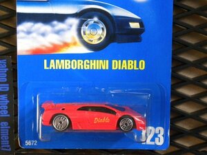 即決☆☆#123 LAMBORGHINI DIABLO BLUE CARD 1991　UH RED　ランボルギーニ　ディアブロ　 Hot Wheels