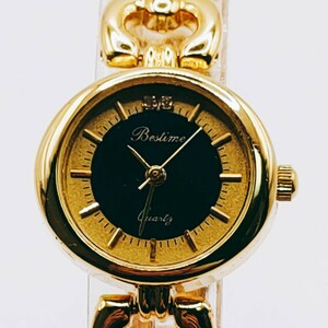 #178 【レトロ】Bestime ベストタイム 腕時計 アナログ 3針 金色文字盤 ゴールド基調 ブレス時計 とけい トケイ アクセサリー ヴィンテージ