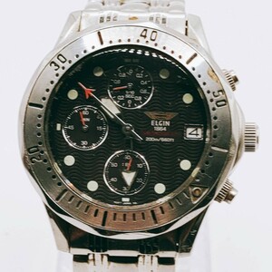 ELGIN エルジン FK-588-MA 腕時計 アナログ 3針 黒文字盤 シルバー基調 時計 とけい トケイ アクセサリー ヴィンテージ アンティーク