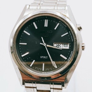 SEIKO セイコー SPIRIT スピリット AGS 5M23-6A40 腕時計 アナログ 3針 デイデイト アナログ 3針 黒色文字盤 シルバー色 時計 