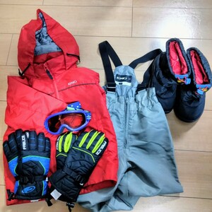 IGNIO スキーウェア 上下セット ジュニア 110cm☆GTHAWKINSブーツ☆グローブ☆Kazamaゴーグル6点セット