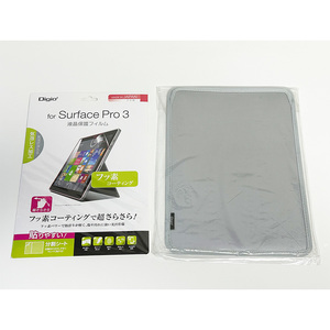 ★新品★Surface Pro 3用 液晶保護フィルムとケースのセット TBF-SFP14FLF(フィルム) + TBC-SFP1403SL(ケース)★